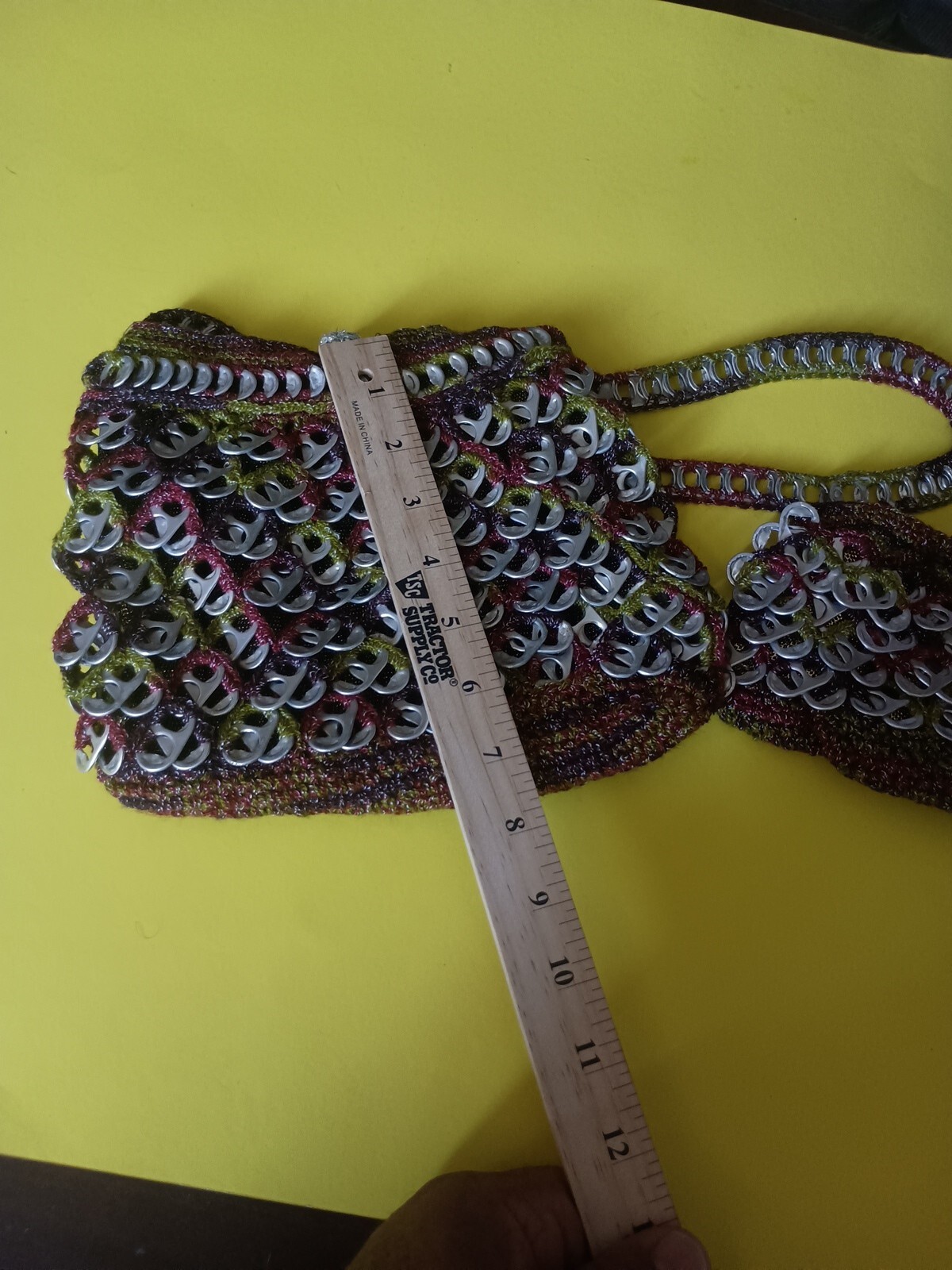 Vintage Pop Top Purse Recycled, Crochet Aluminum Soda Beer, Can Pull Tab