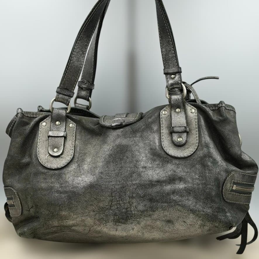 Chloe Kerala Silver Leather Shoulder Bag Rare Archive Y2K Womens Vintage Auth