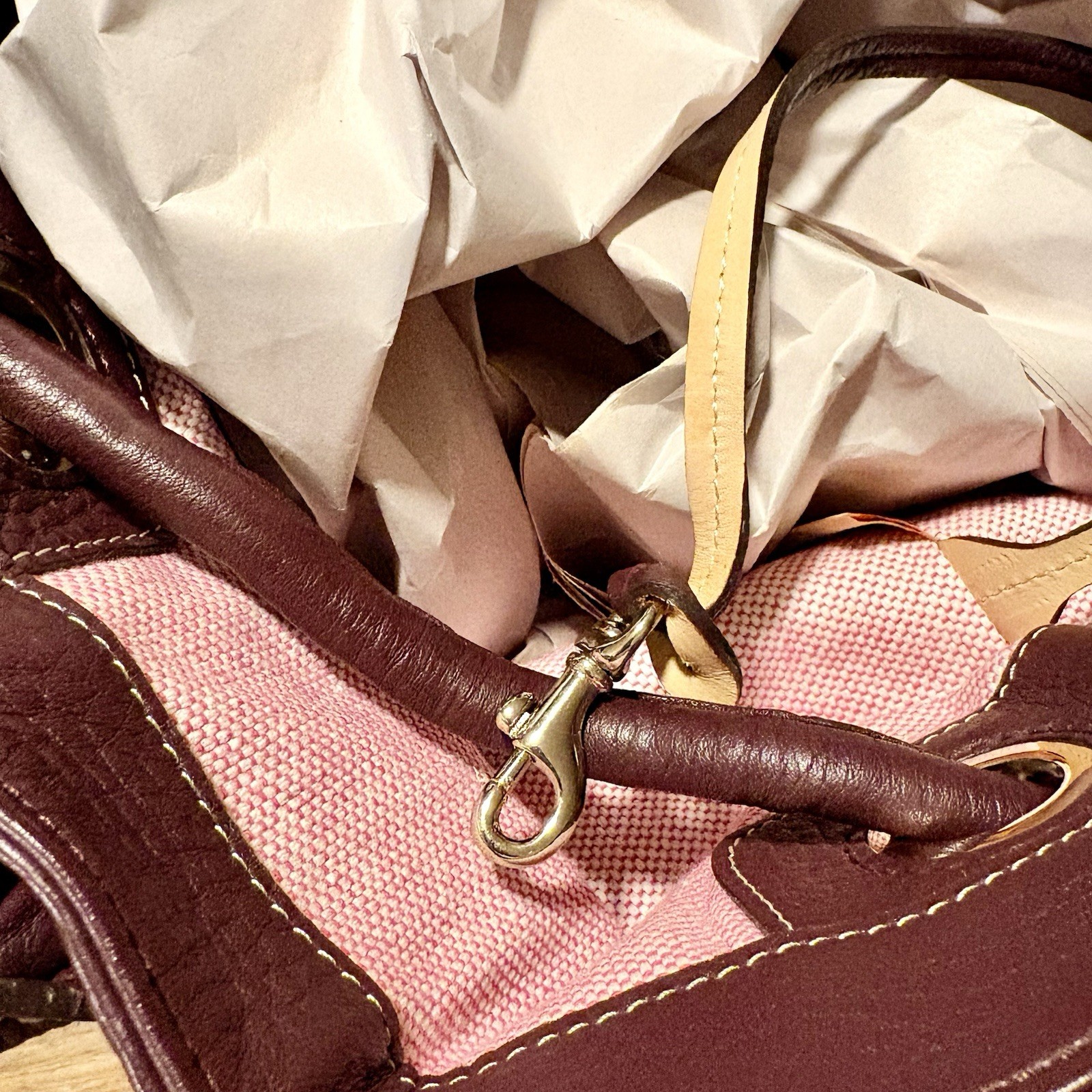 NWT Dooney & Bourke Handle Grommet Drawstring Bag Grape Purple Leather 2P770 GP