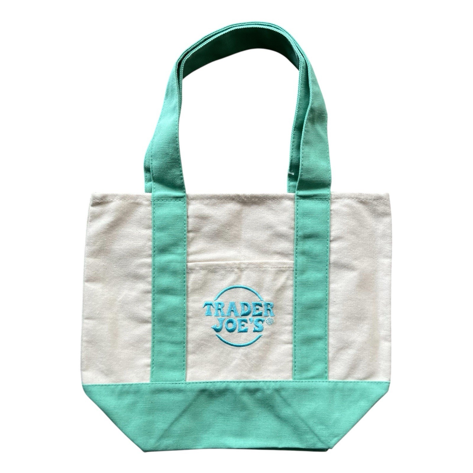 NWT Trader Joe’s Mini Pastel Canvas Tote Bag in Green