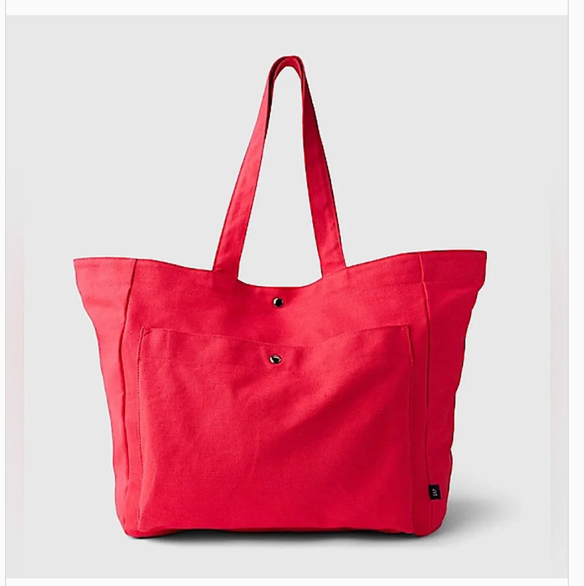 GAP Linen Cotton Tote Bag Front Patch Pocket Slipper Red Beach NEW NWT 876250