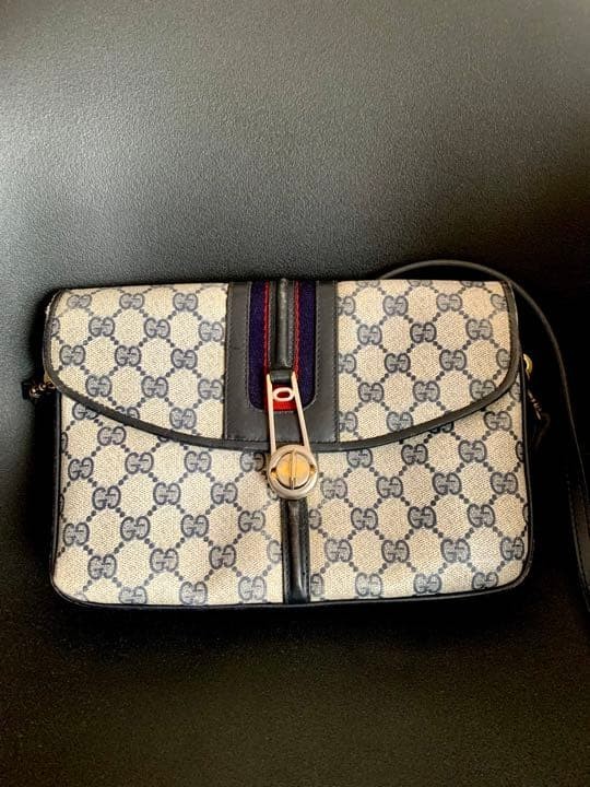 GUCCI Vintage GG Pattern Sherry Line Shoulder Bag Leather 16cm x 24cm VIN