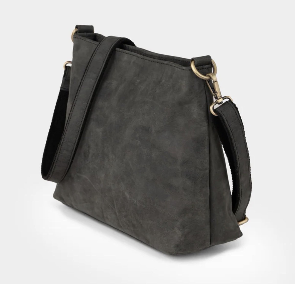 BERLINER BAGS Marbella Vintage Leather Crossbody Handbag, Dark Grey *NEW*