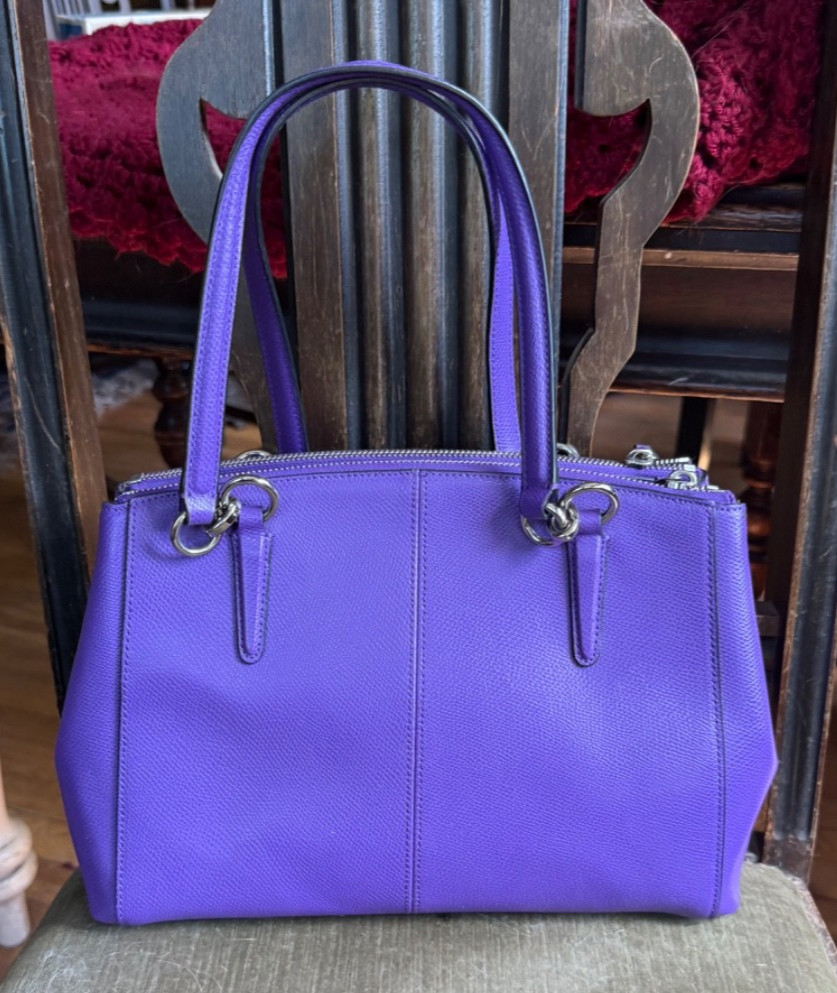Coach Christie Carryall Handbag Vibrant Violet Crossgrain Leather