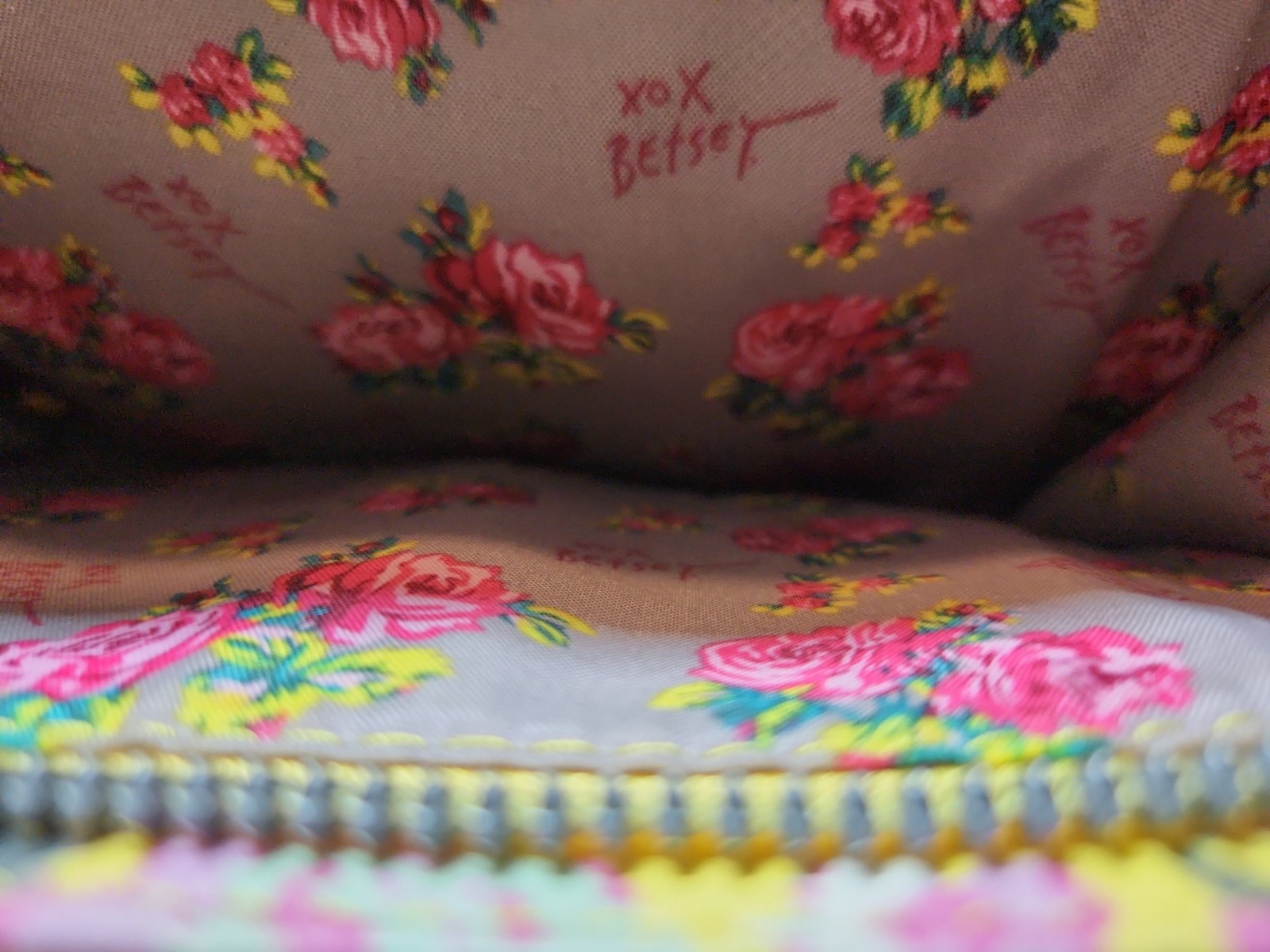 Betsey Johnson Floral quilted crossbody wallet on a string bag