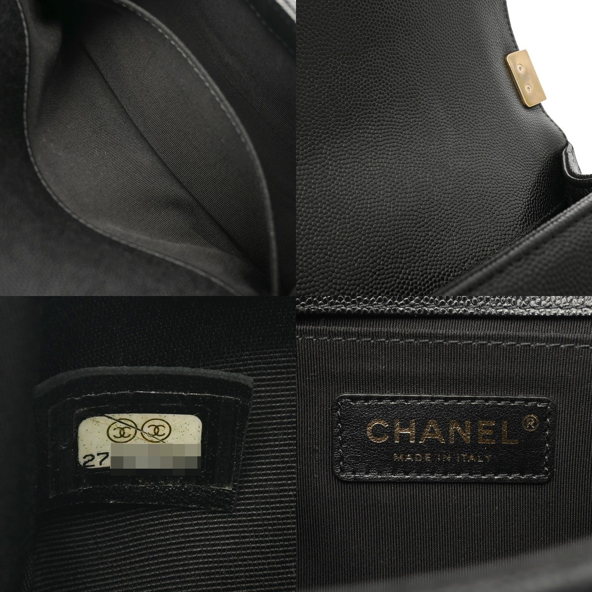 CHANEL ChainShoulder 7.9″ A67085 Boy Chanel/V Stitch Caviarskin black Women …
