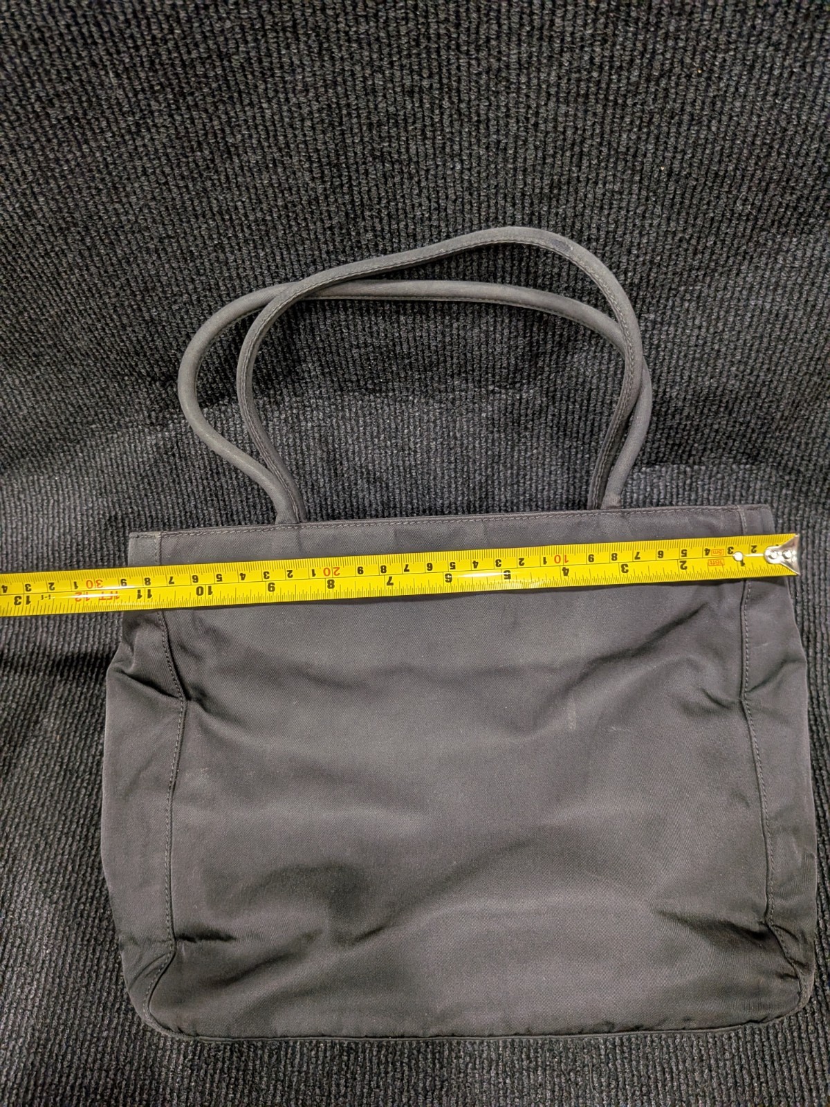 PRADA Tessuto Black Nylon Tote Bag Vintage Triangle Logo Handbag Italy