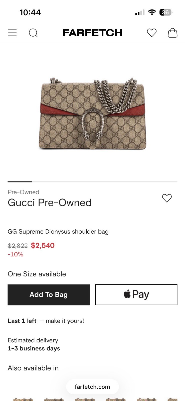 Gucci GG Dionysus Shoulder Bag Chain Strap Beige/Red Silver Hardware Snap