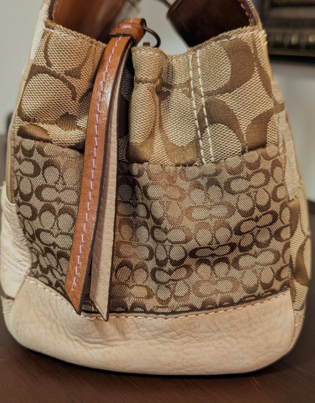 Vintage Coach Y2K Patchwork Whiskey Leather Satchel Tote Bag 10004