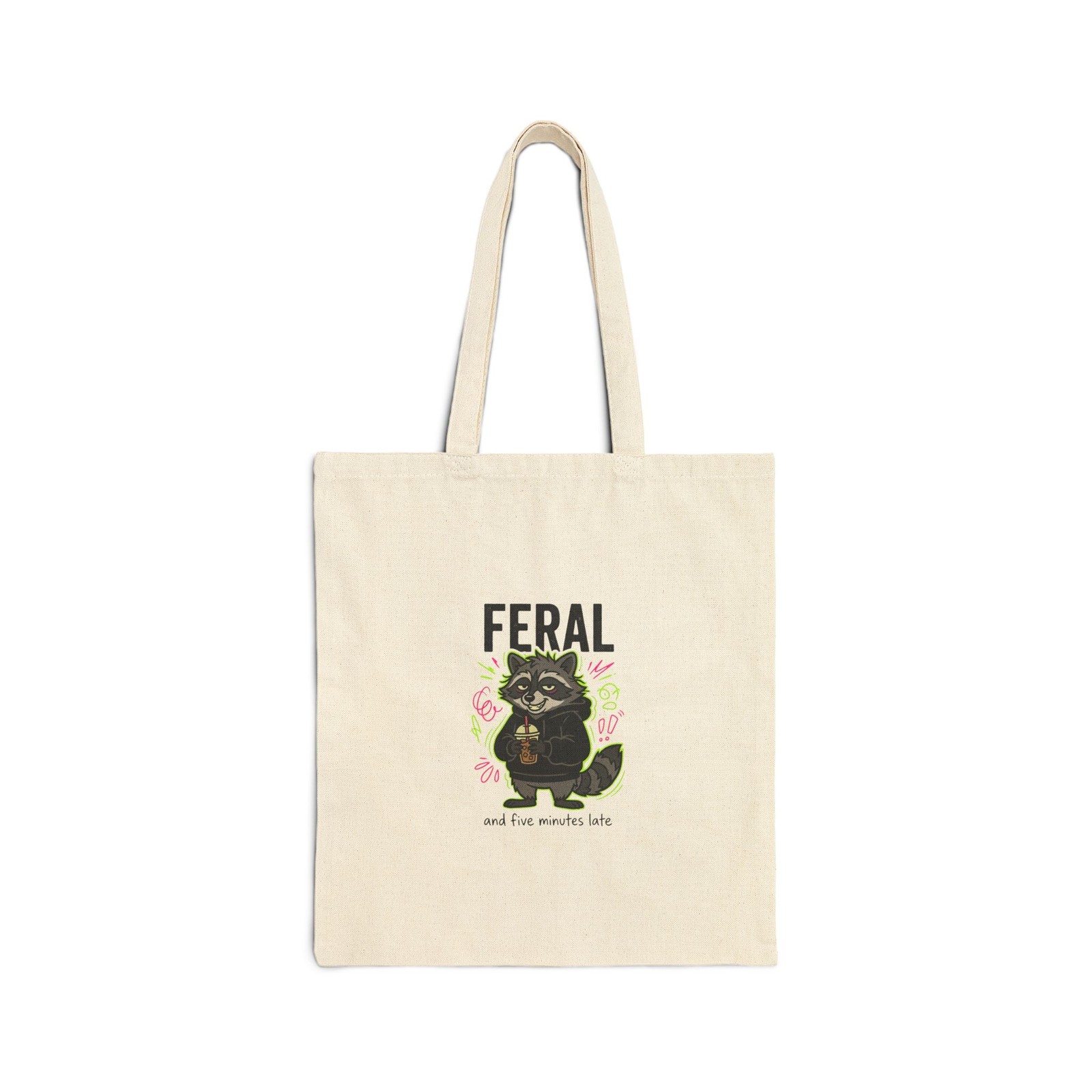 Feral raccoon tote, Cotton Canvas Tote | chaotic-quirky, millennial burnout