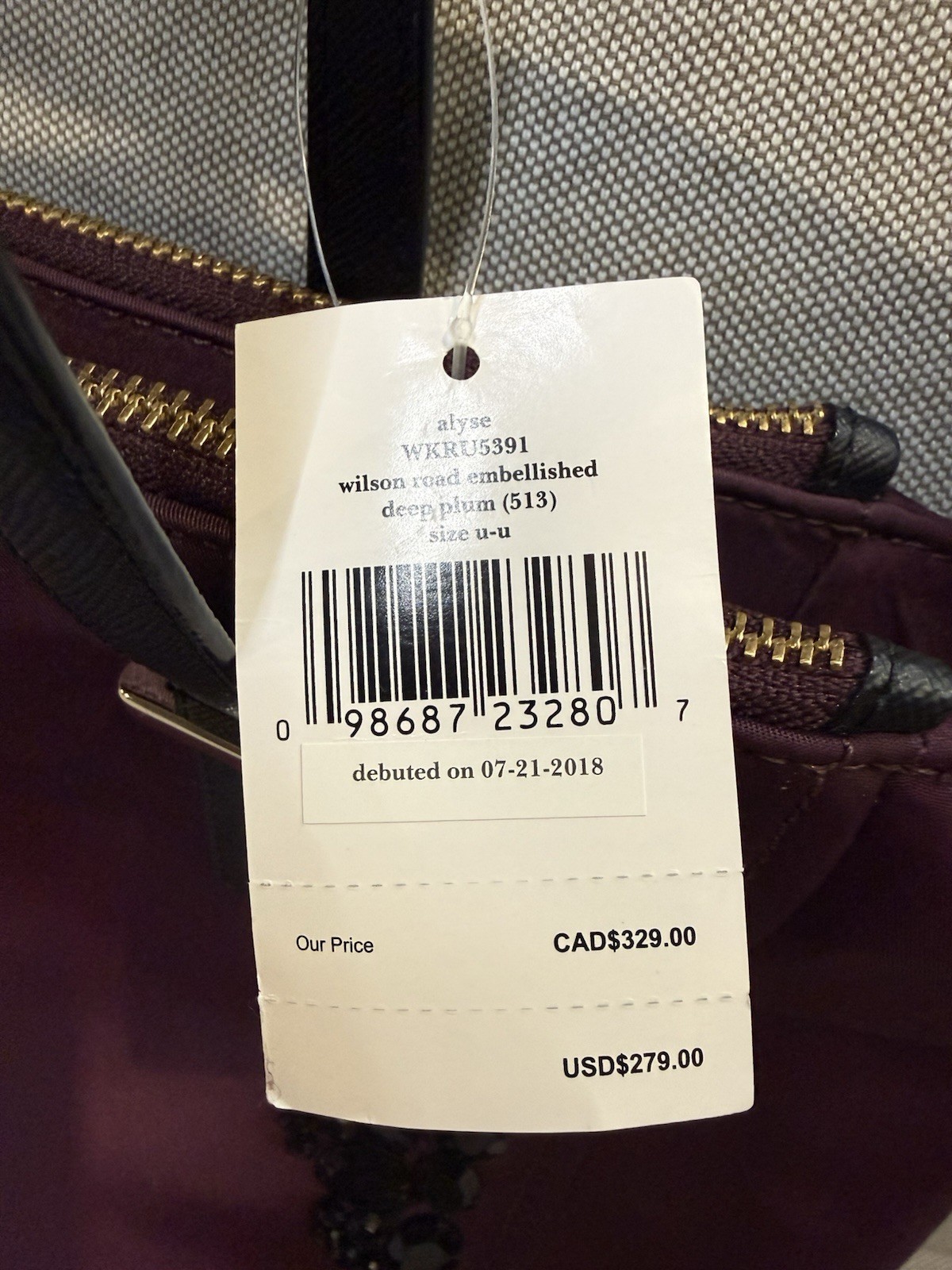 Kate Spade – Wilson Road Embellished Alyse Deep Plum Handbag Purse WKRU5391