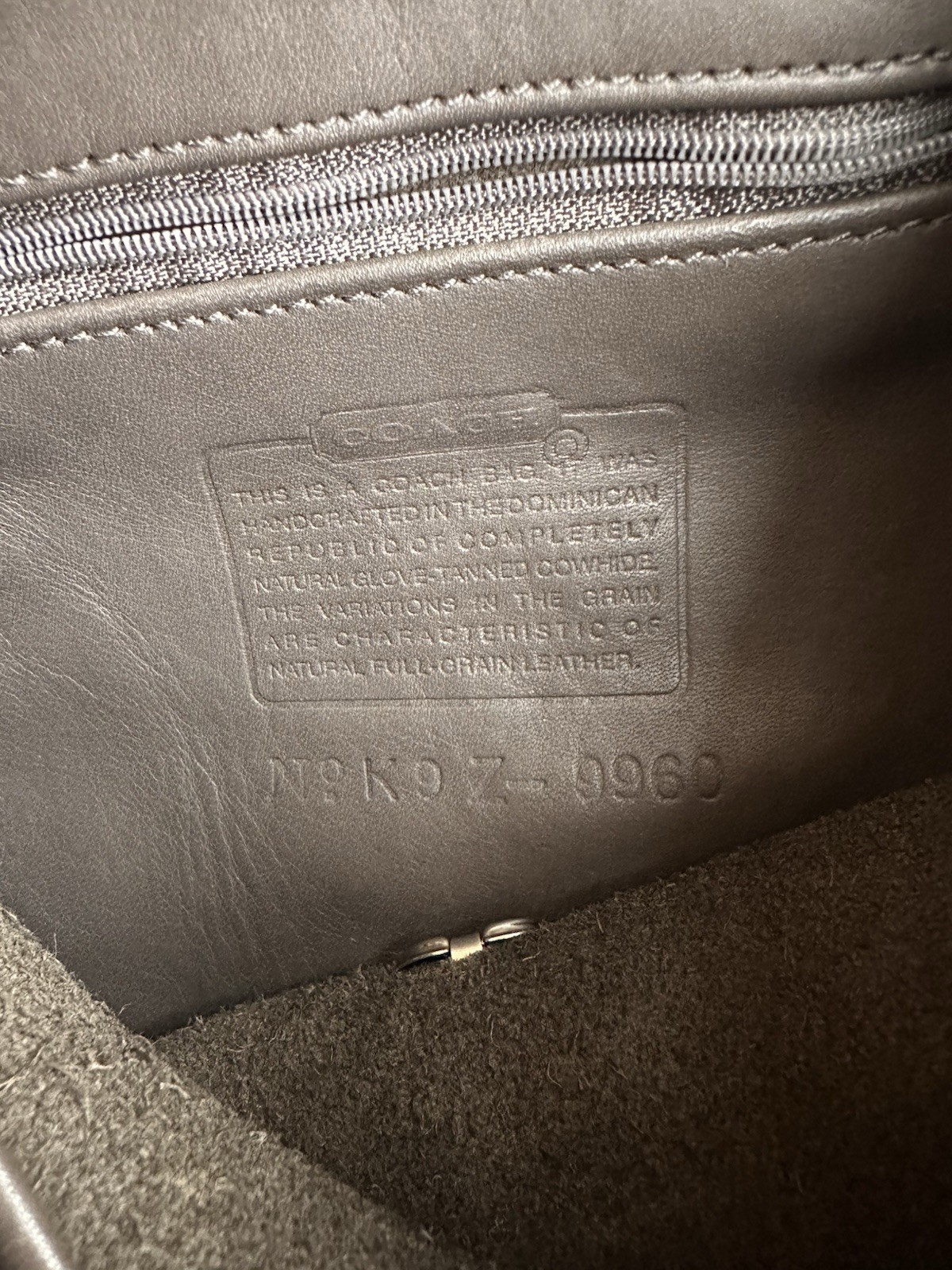 Vintage 1999 Coach daypack dark grey with original hang tag and nickel hardware