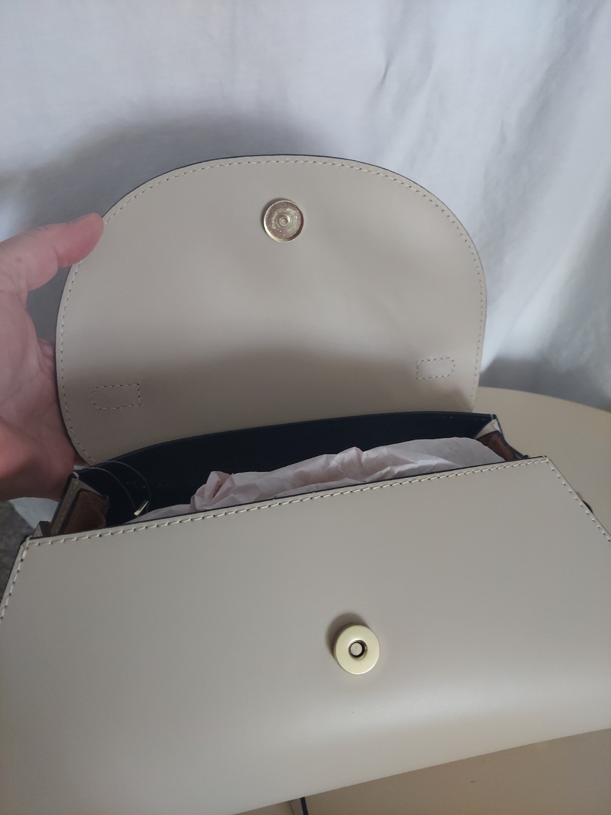 NWT DIVINA FIRENZE Made in ITALY – Genuine Ivory Leather Handbag Bamboo Handle