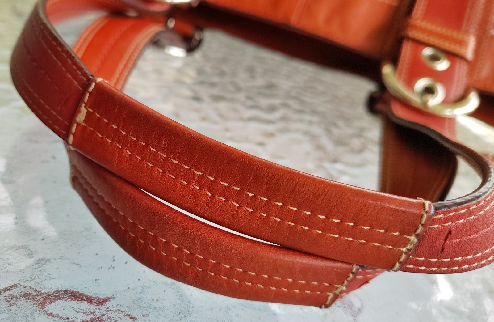 Coach LARGE F13732 Vintage Pumpkin Orange Soho Y2K Pleated Leather Shoulder Bag