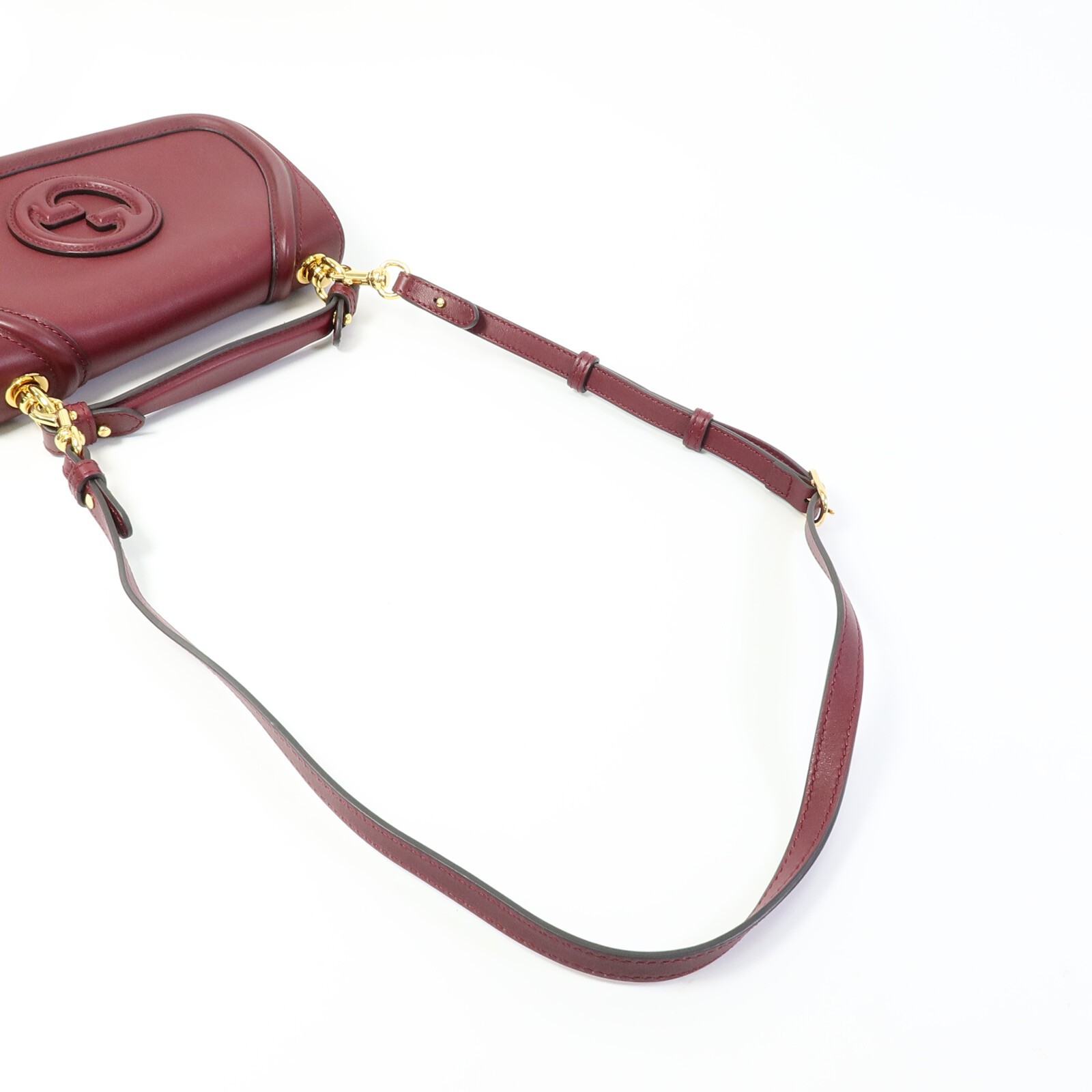 GUCCI GG GHW Medium Blondie 2 Way Shoulder Bag Calfskin Leather Red