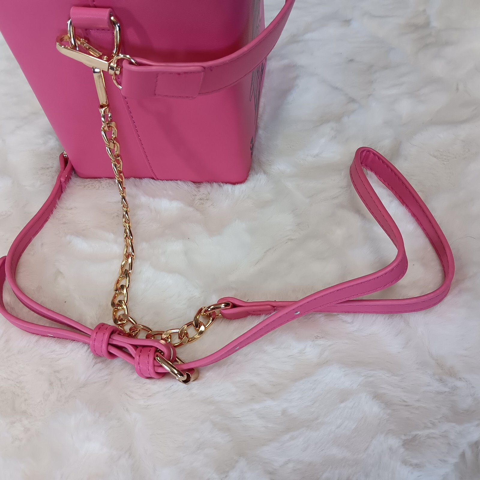 Pink Chinese Take Out Novelty Bag Adjustable Shoulder Strap & Clutch Attachment