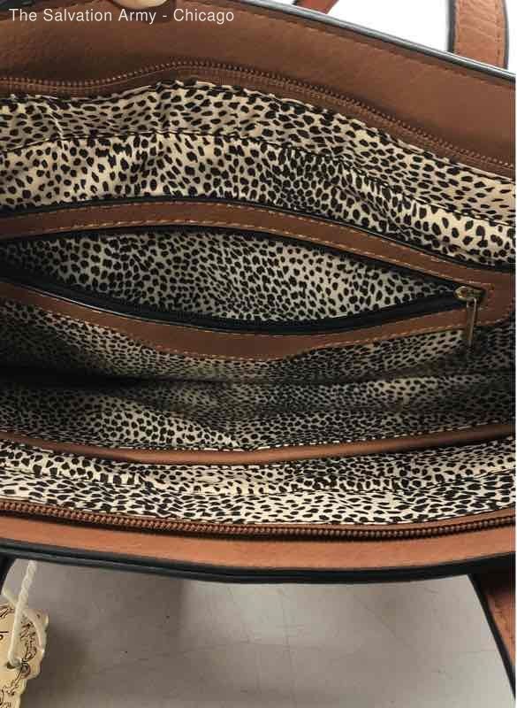 Alyssa Womens Brown Vegan Leather Outer Pockets Double Handle Shoulder Bag