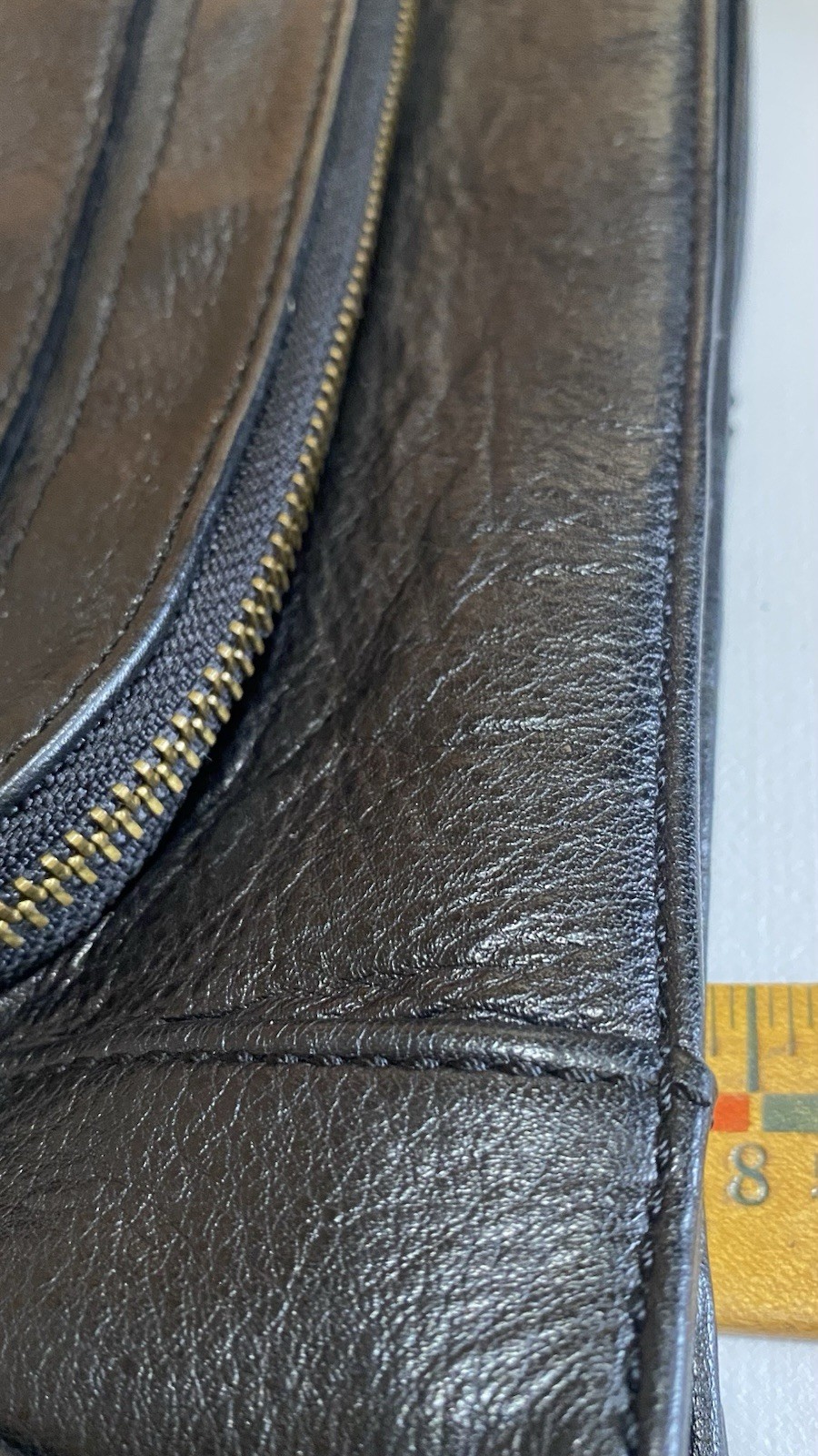 Audrey Brooke Black Leather Shoulder Bag Thick Pebble Leather Multi Compartments