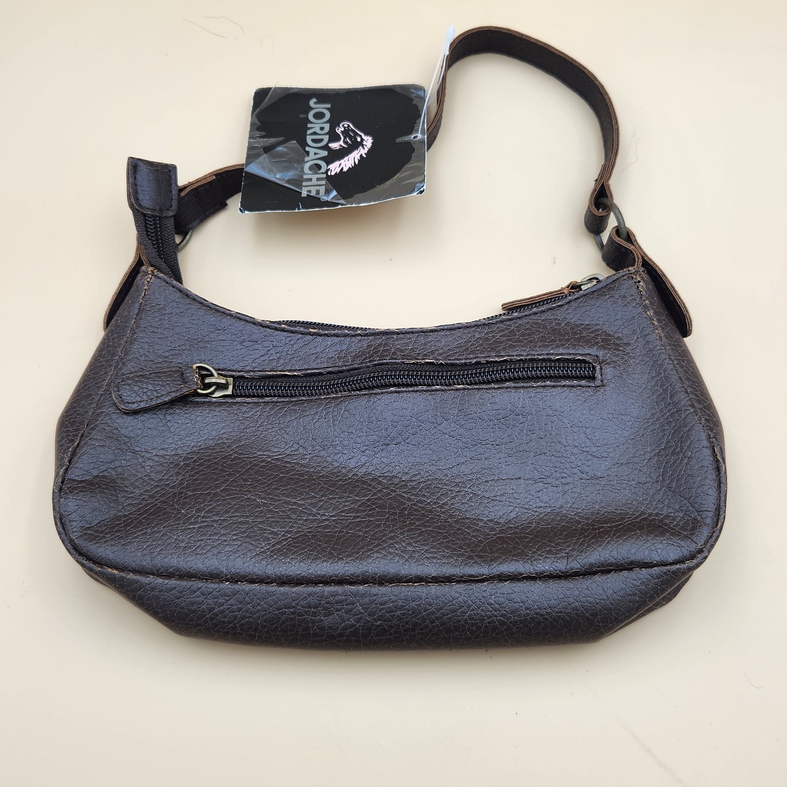 Jordache VTG Y2K Faux Leather Clutch Purse Handbag Crescent Bag Butterfly NOS