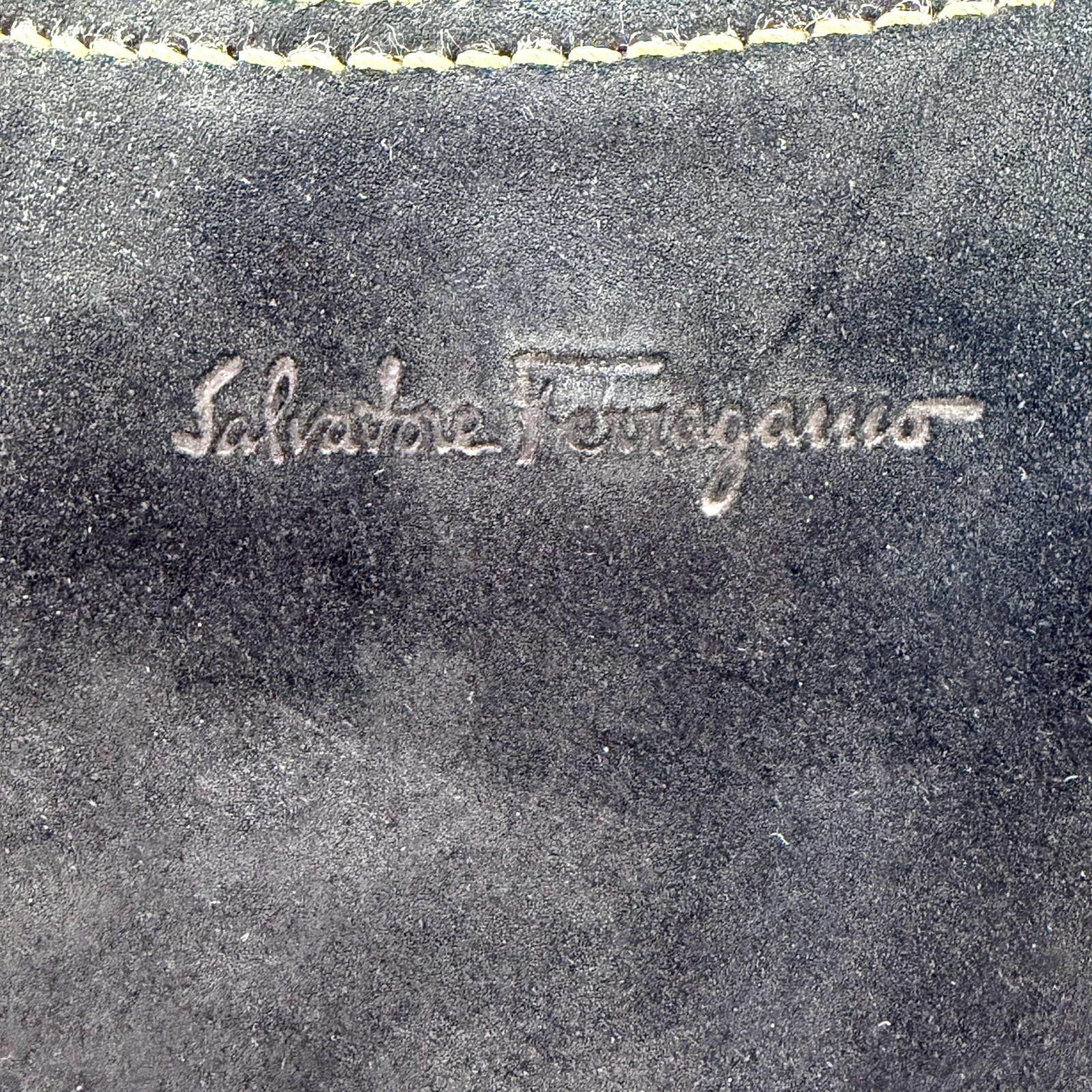 Salvatore Ferragamo Authentic Suede Hobo Shoulder Bag Black Logo Half Moon