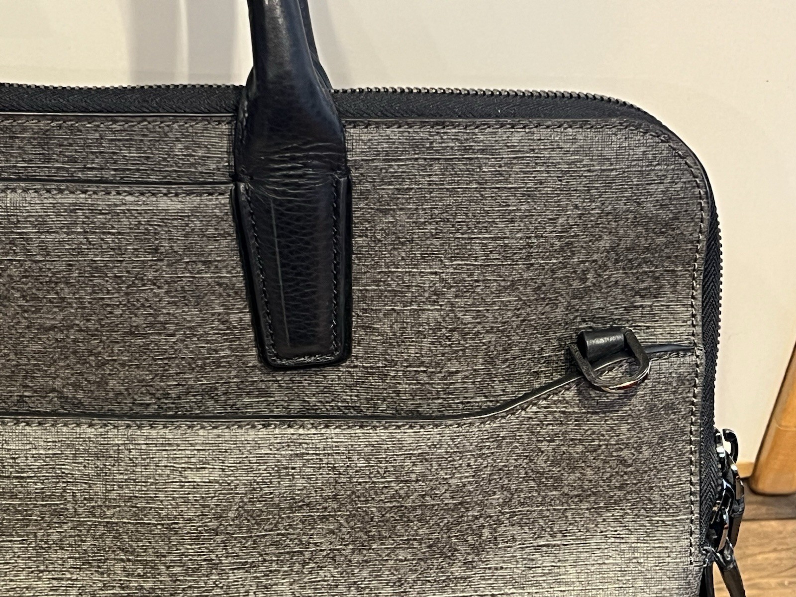 Tumi Stanton Anita Portfolio Shoulder Bag Messenger Briefcase Grey Black Strap