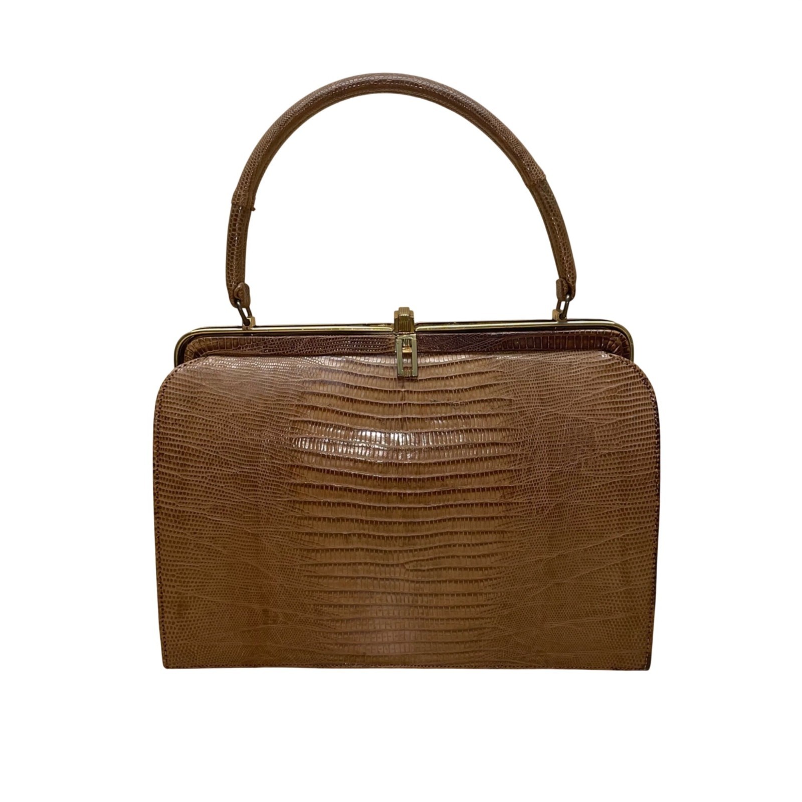 Vintage Bellestone Women’s Brown Croc Embossed Leather W Accessories Satchel Bag