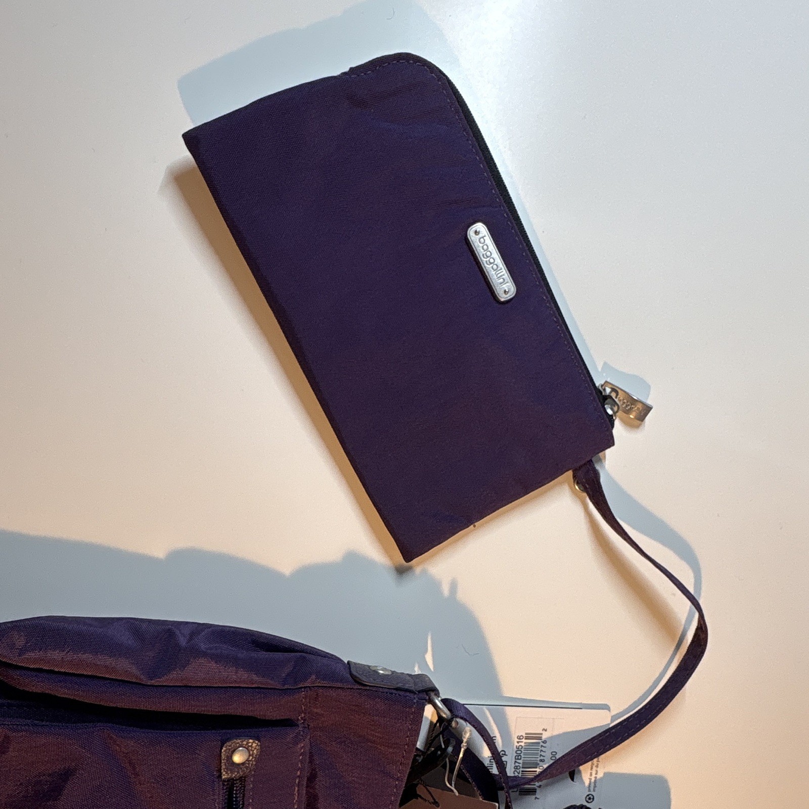 baggallini Purple Small Crossbody Bag Wristlet Zip RFID Water Resistant