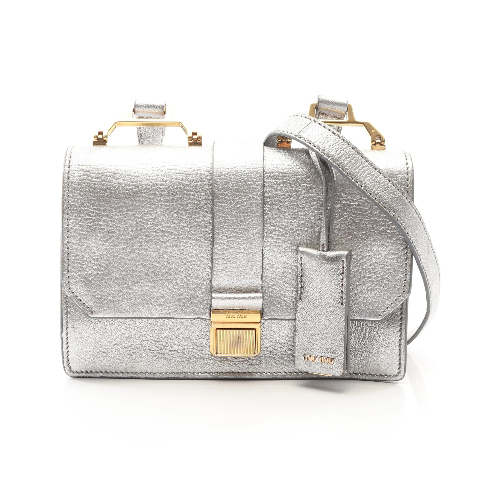 miu miu MADRAS Shoulder Bag Gold Leather #RCB5183