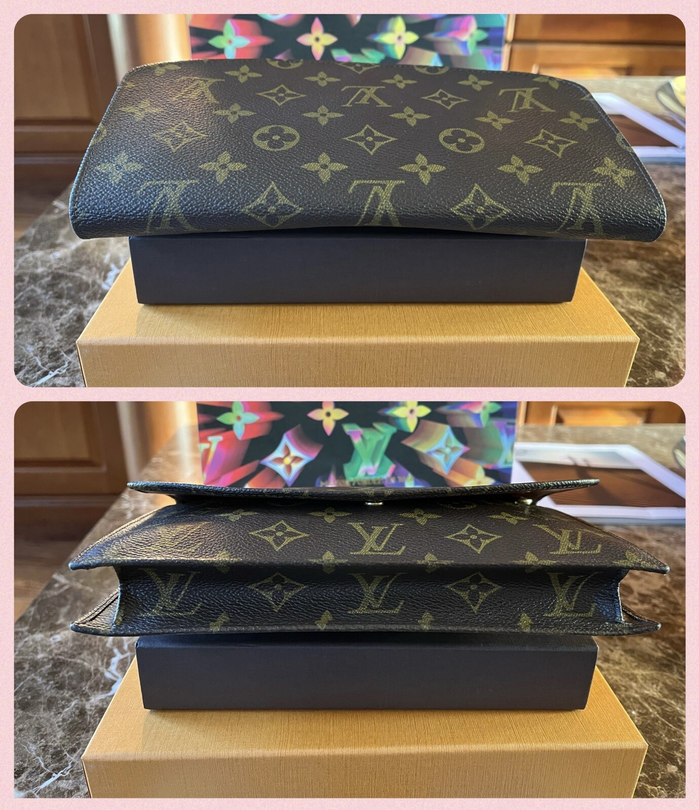 Louis Vuitton Monogram Flap Pouch Clutch & Luggage/ Name Tag