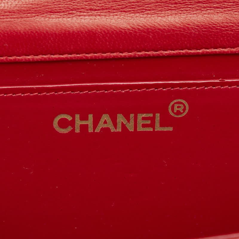 CHANEL Coco Mark Push Lock Chain Shoulder Bag Red Lizard Leather Ladies W19cm H1