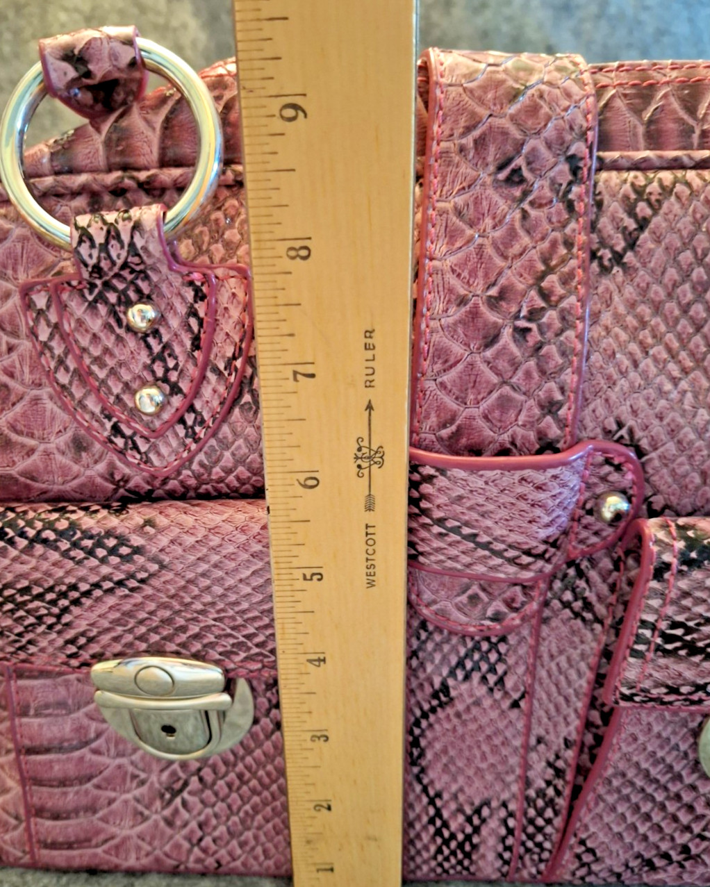 Vintage 90s Y2K Pink Python Vinyl Satchel Bag Purse Retro Mall Girl Handbag