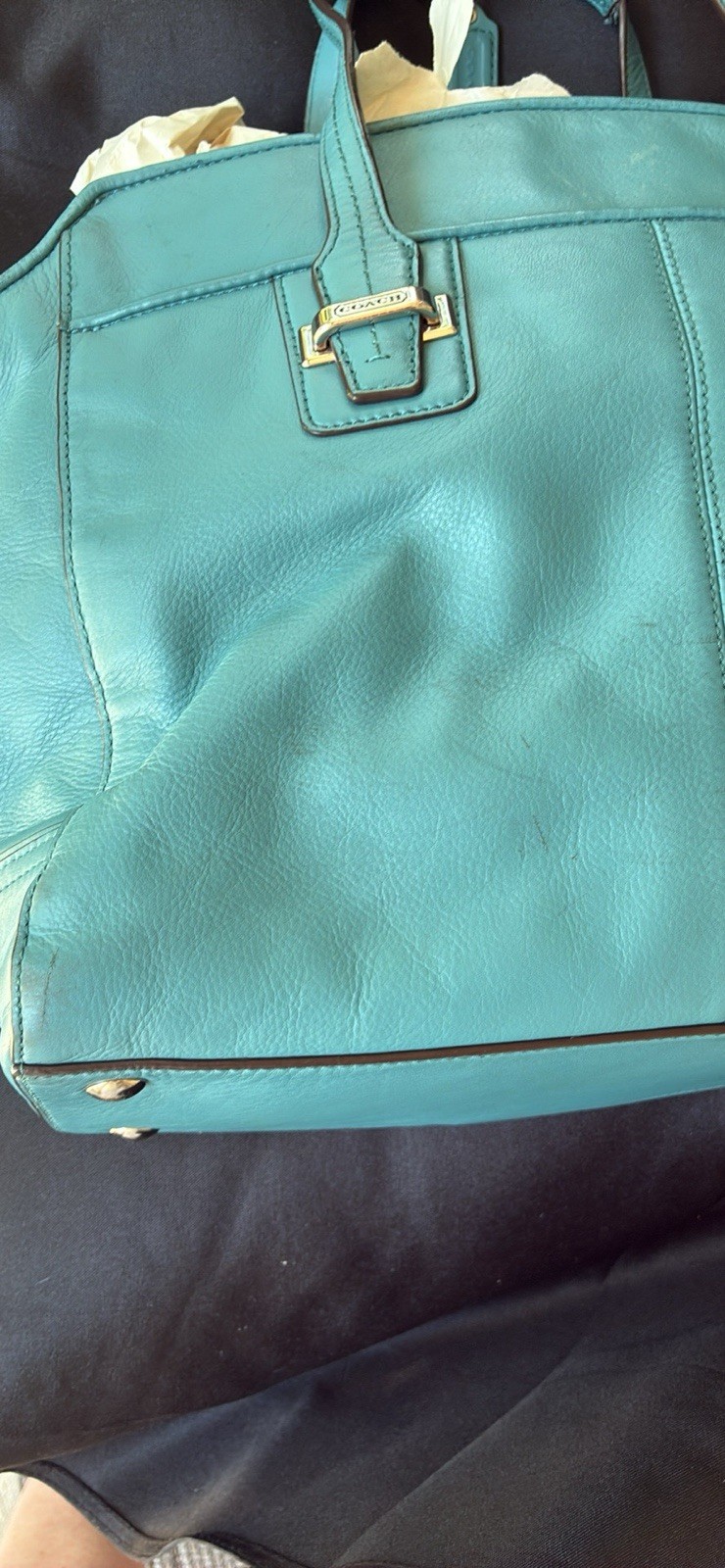 Coach Taylor Leather Alexis Blue Carryall Purse F25205
