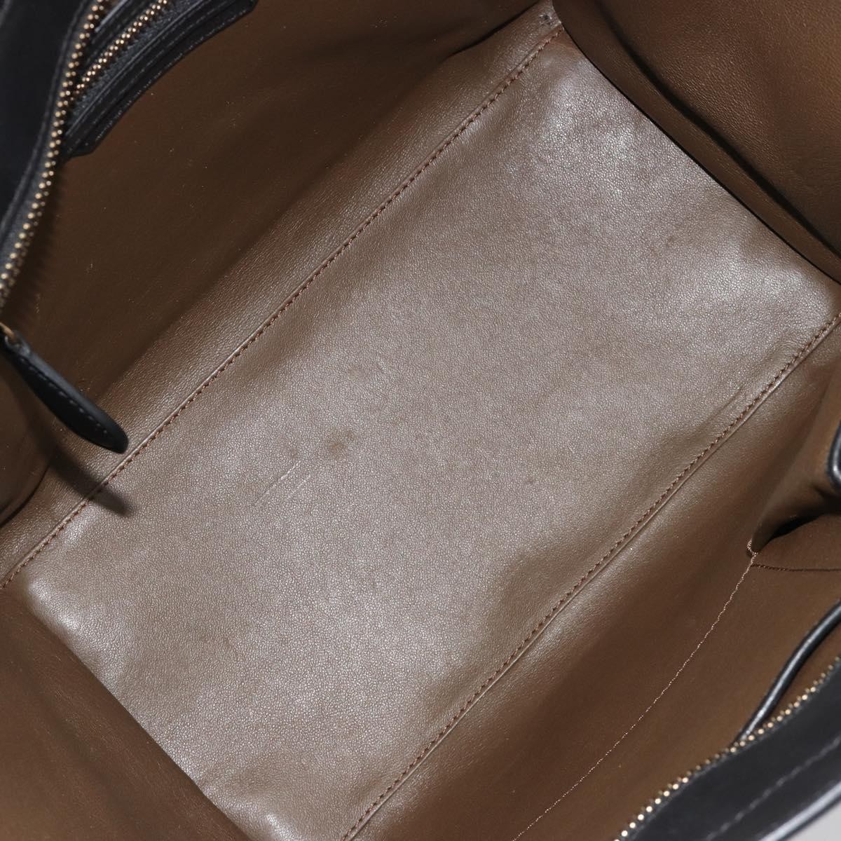 CELINE Luggage Mini Shopper Hand Bag Suede Light Blue Gold Auth ep14637A