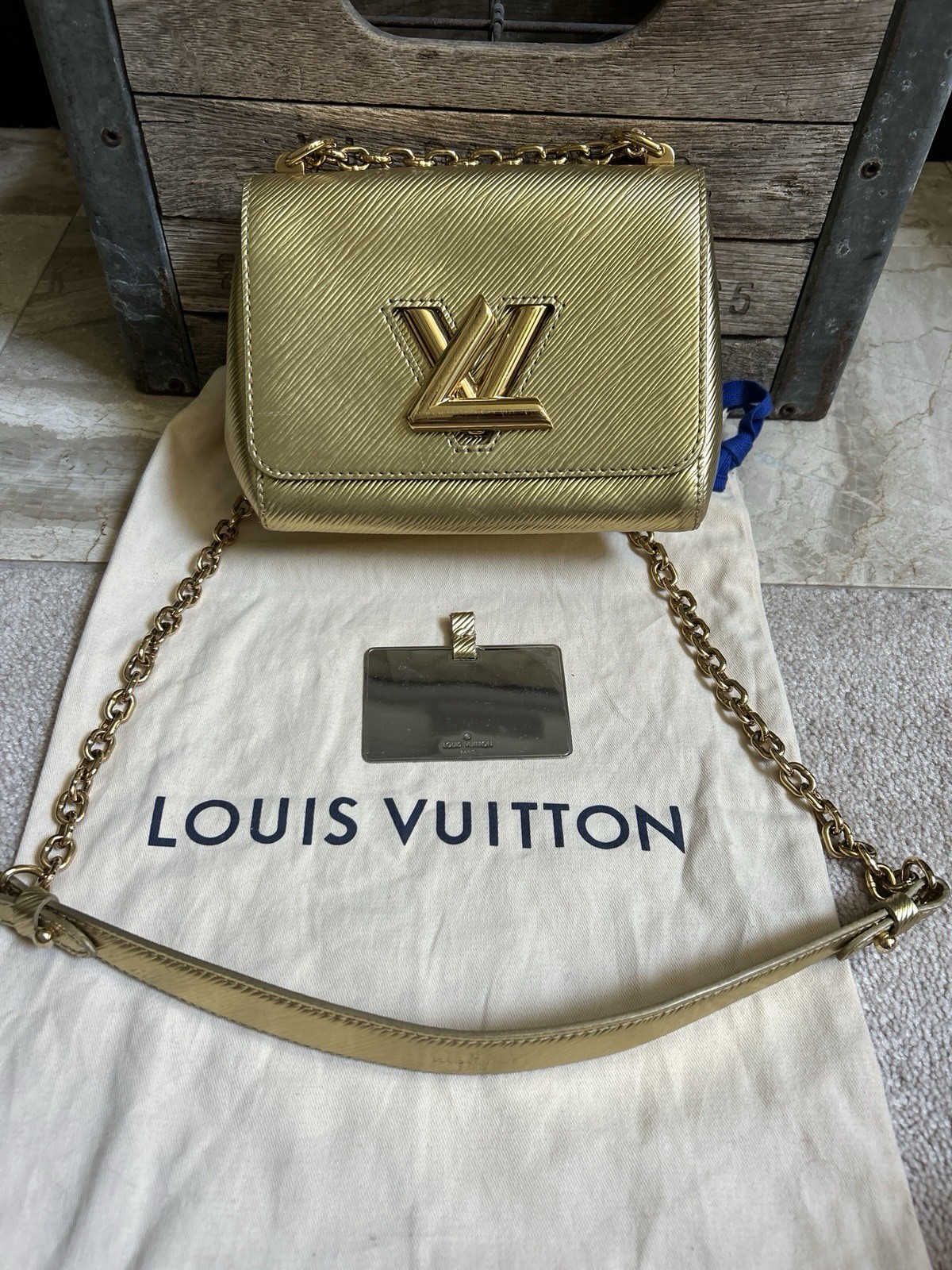 LOUIS VUITTON “Twist” gold epi leather handbag crossbody shoulder bag
