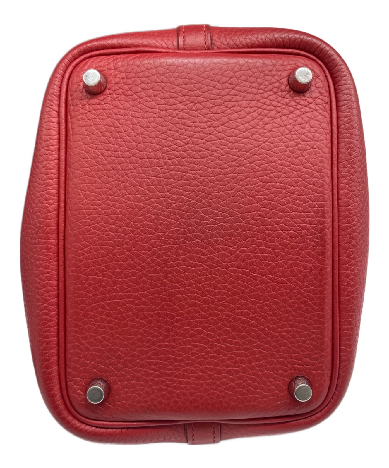 Hermes Picotin Lock PM Taurillon Clemence Red Handbag Silver Hardware #TFB398