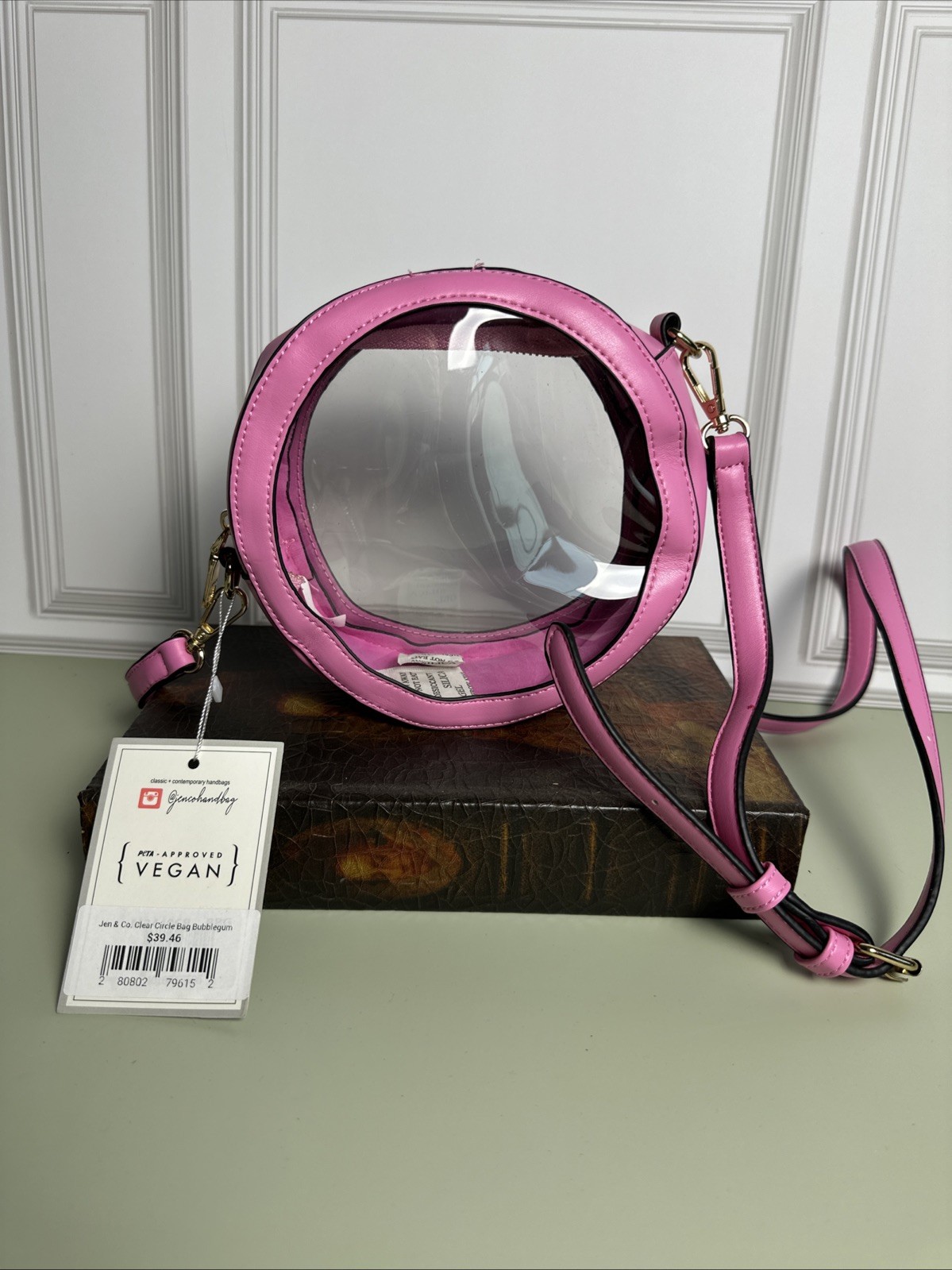 Jen & Co Clear Circle Crossbody Bag Pink Stadium Approved Vegan Purse NWT