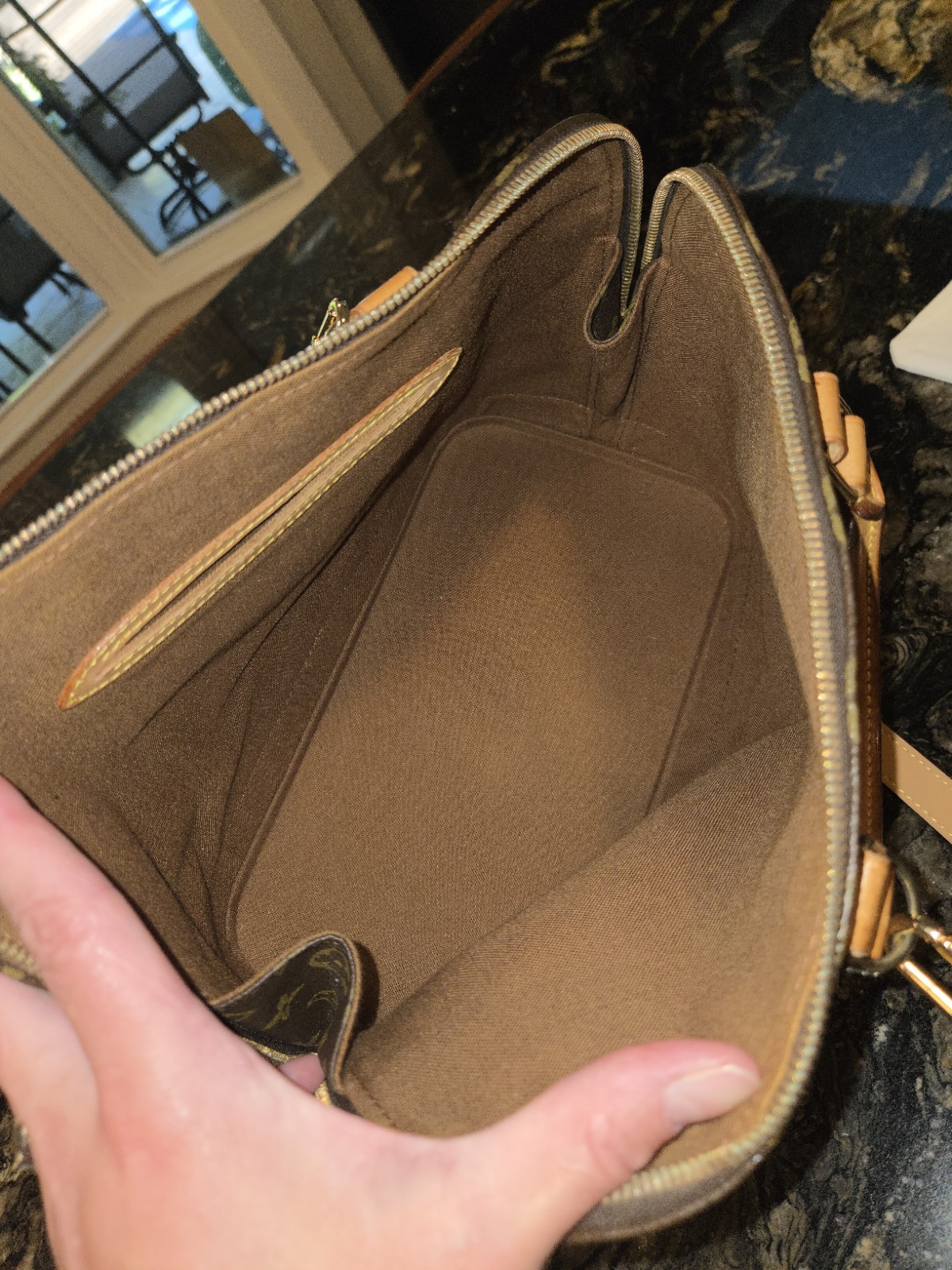 Louis Vuitton Monogram Alma PM Satchel Zip Lock Gold Hardware Brown