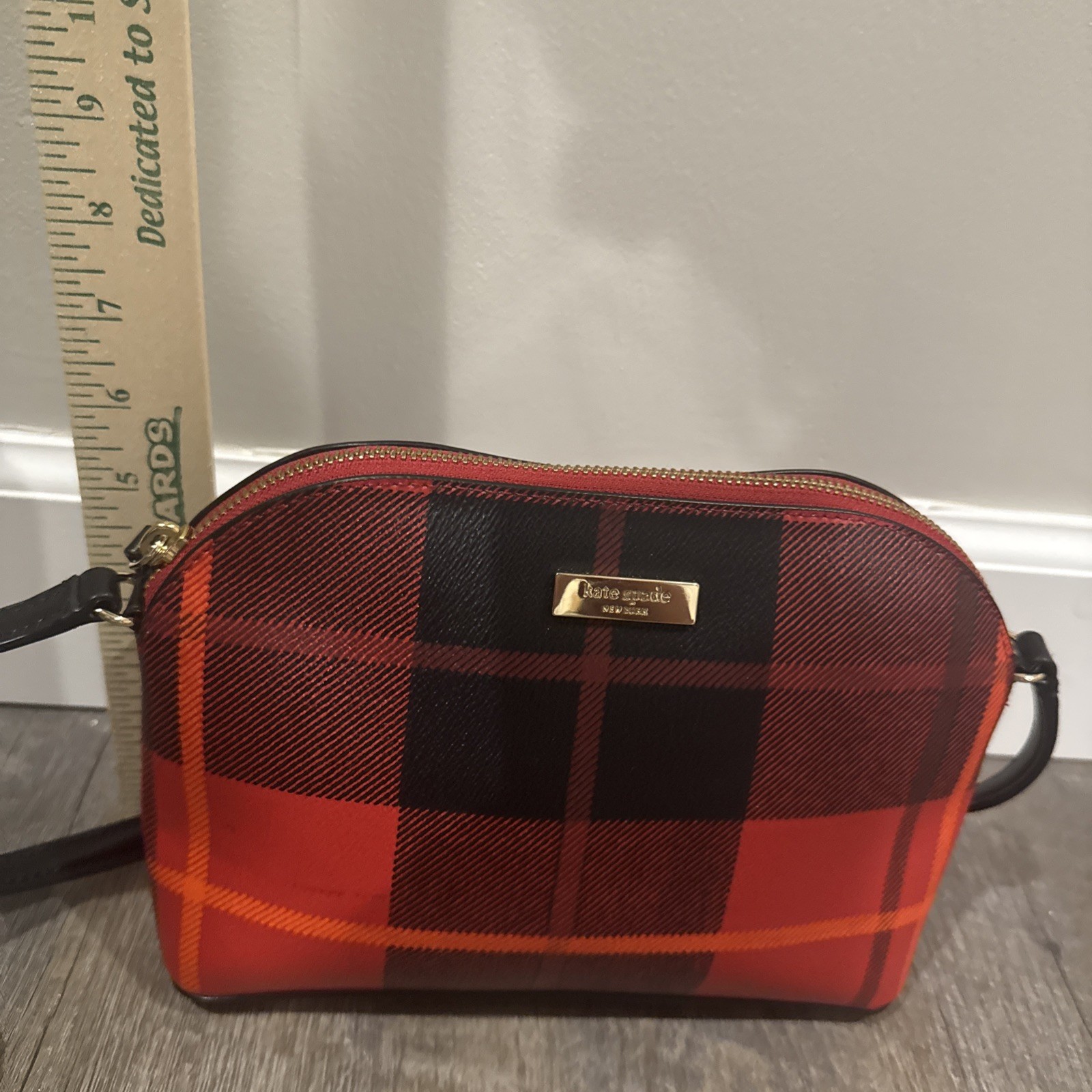 Kate Spade Crossbody Purse Bag Plaid Red Black Preppy Holiday