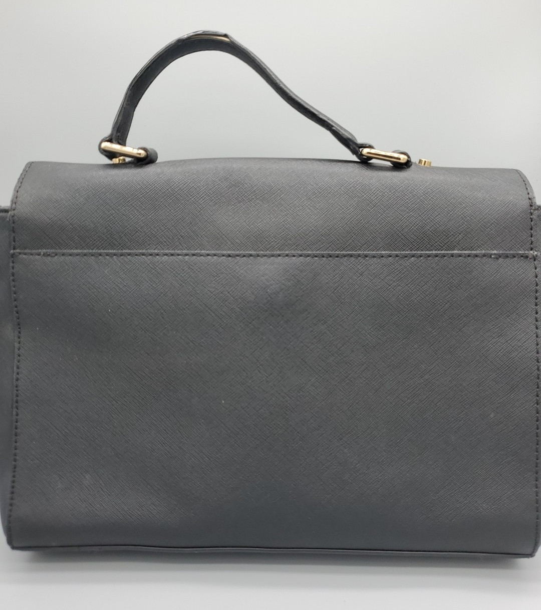 Calvin Klein Womens Black Faux Leather Mini Hand Bag Textured Matte