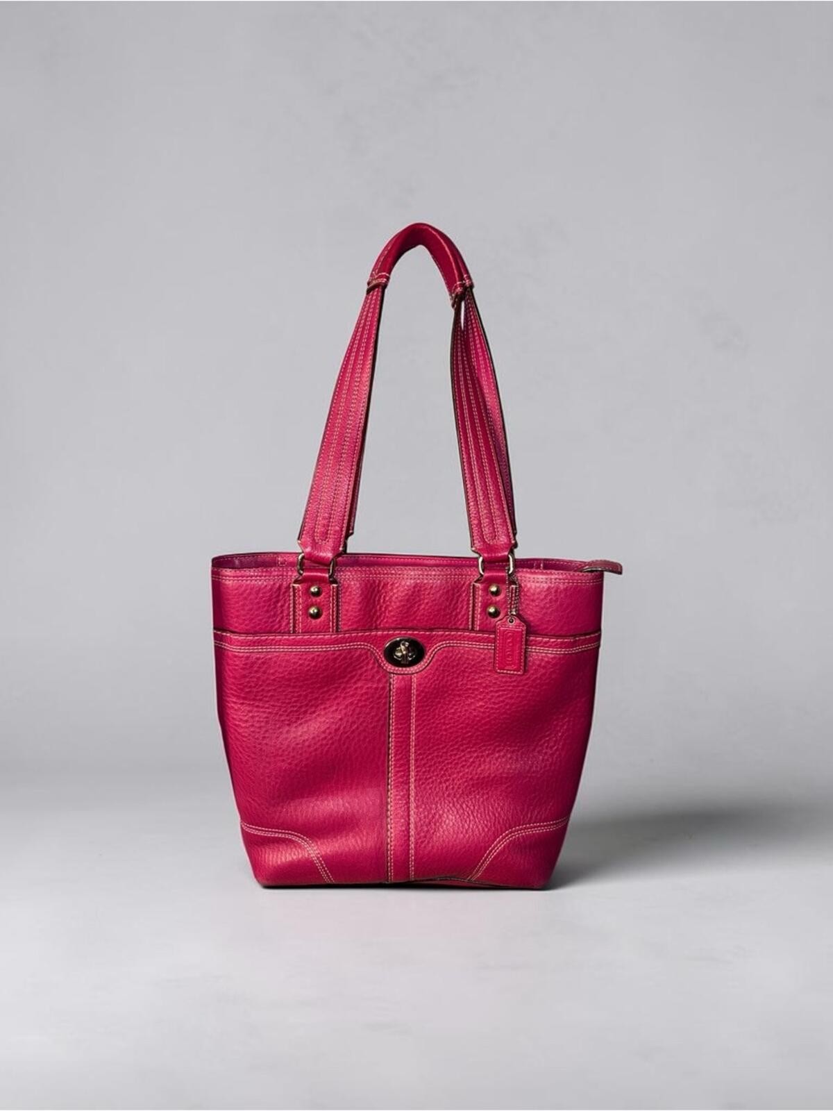 Coach Legacy Fuchsia Pink Pebbled Leather Zip Top Tote F14309