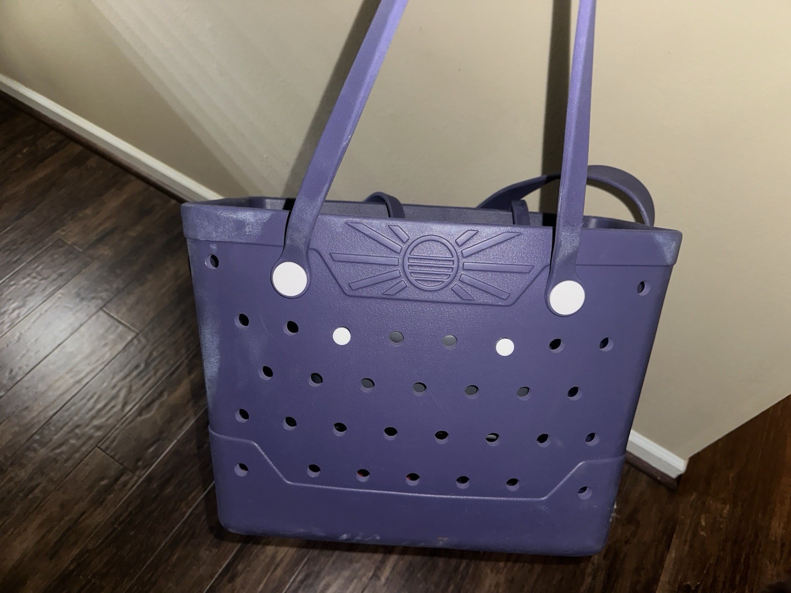Women’s Purple Cut-Out Tote Bag Lightweight Open Top Double Handles