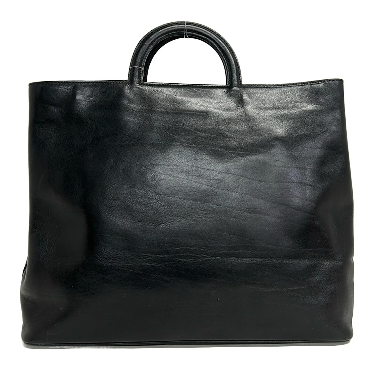 HIROFU Black Leather Tote Bag