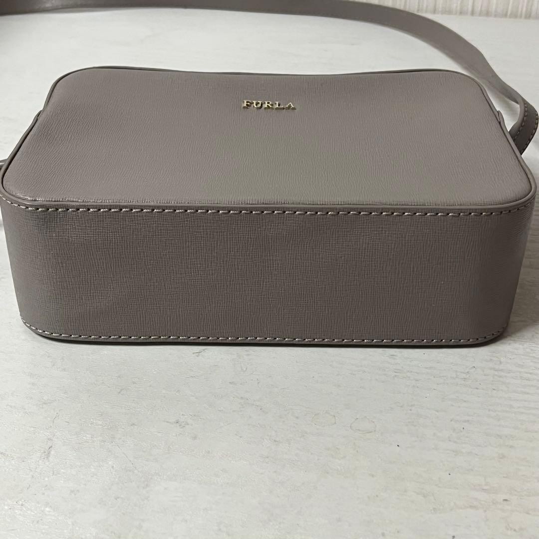 FURLA Lily Gray Leather Double Zipper Shoulder Bag All-Season Authentic