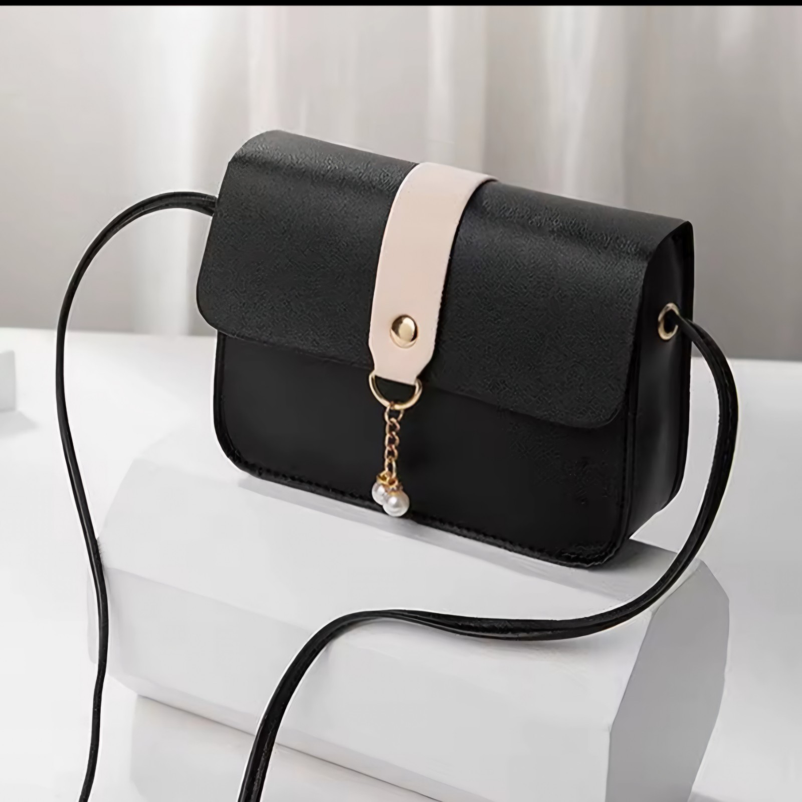 Women’s Small Pink Rectangle Crossbody Bag, Snap, Detachable Strap, Pearl, Gold