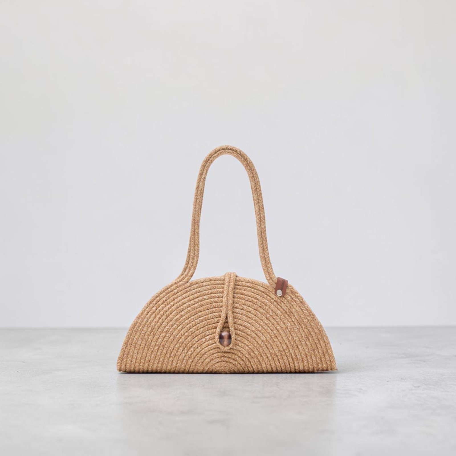 Paper Handmade Straw Shoulder Bag for Women Woven Button Tote Handbag