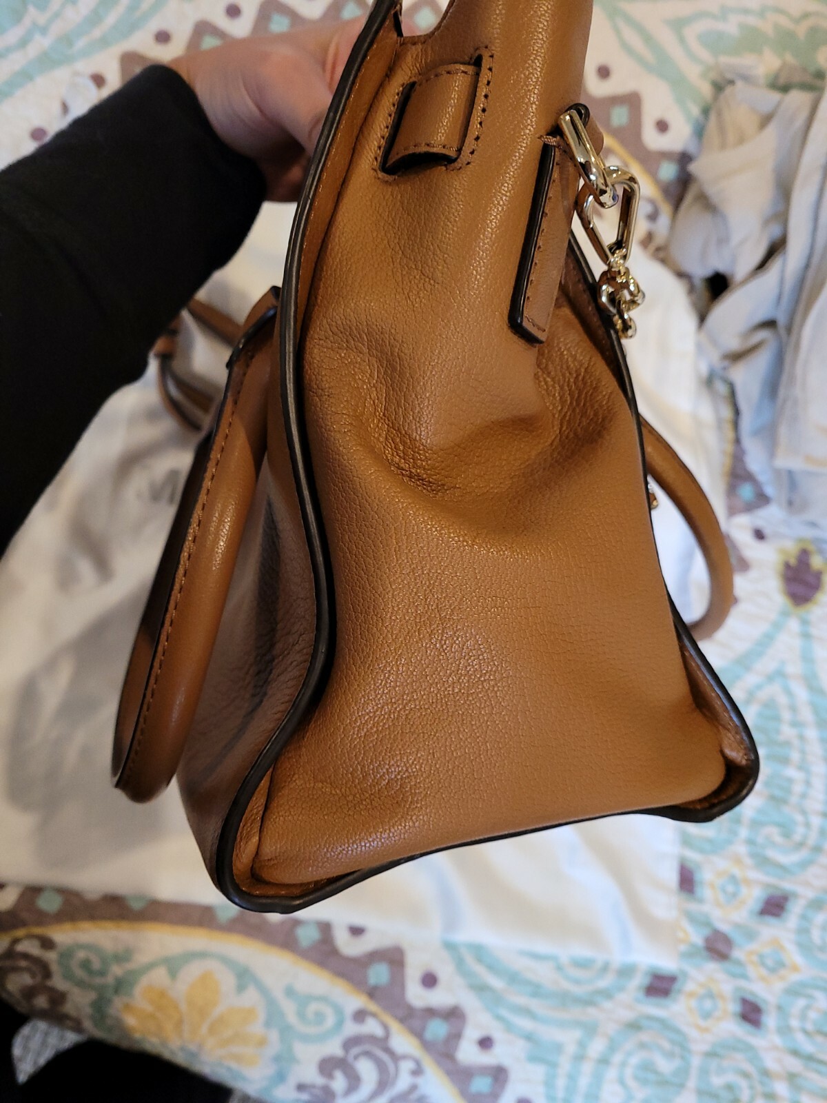 Michael Kors Hamilton Satchel Brown Luggage Gold Lock Hardware EUC CLEAN CLEAN!