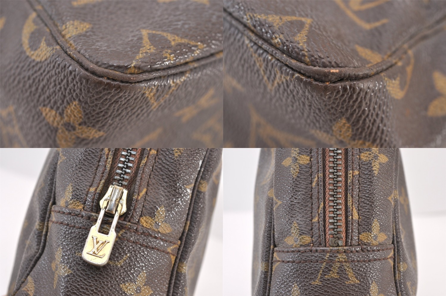 Auth Louis Vuitton Monogram Trousse Toilette 28 Clutch Hand Bag M47522 LV 346AB
