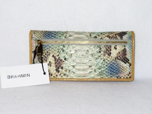 BRAHMIN Glowing HAVEN ROXANNE BLUE/PINK/GREEN NEON SNAKE MOLLY and WALLET NWT