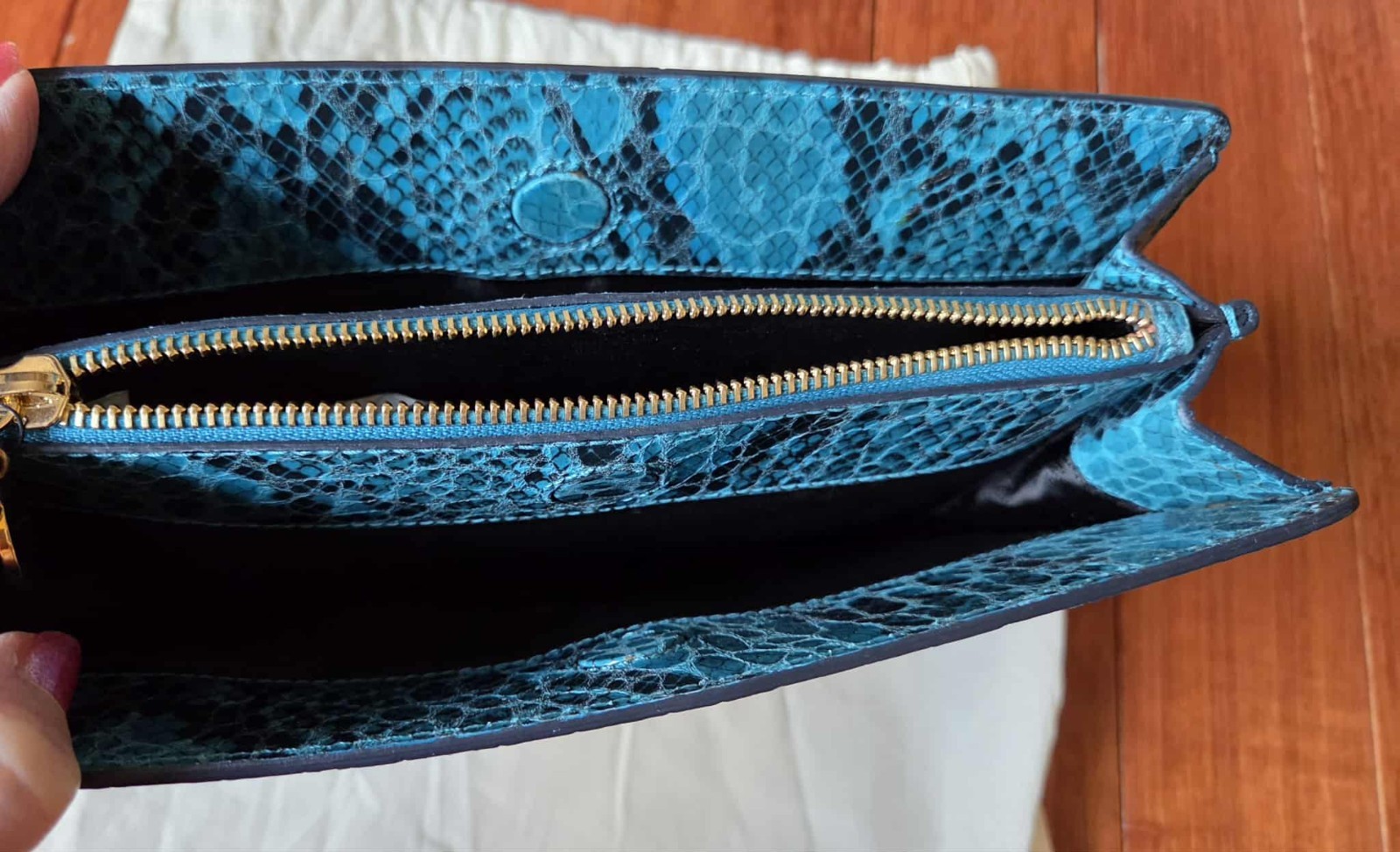 STELLA McCARTNEY “WAVERLY” Exotic Skins Vegan Leather Blue Clutch – retail $1055