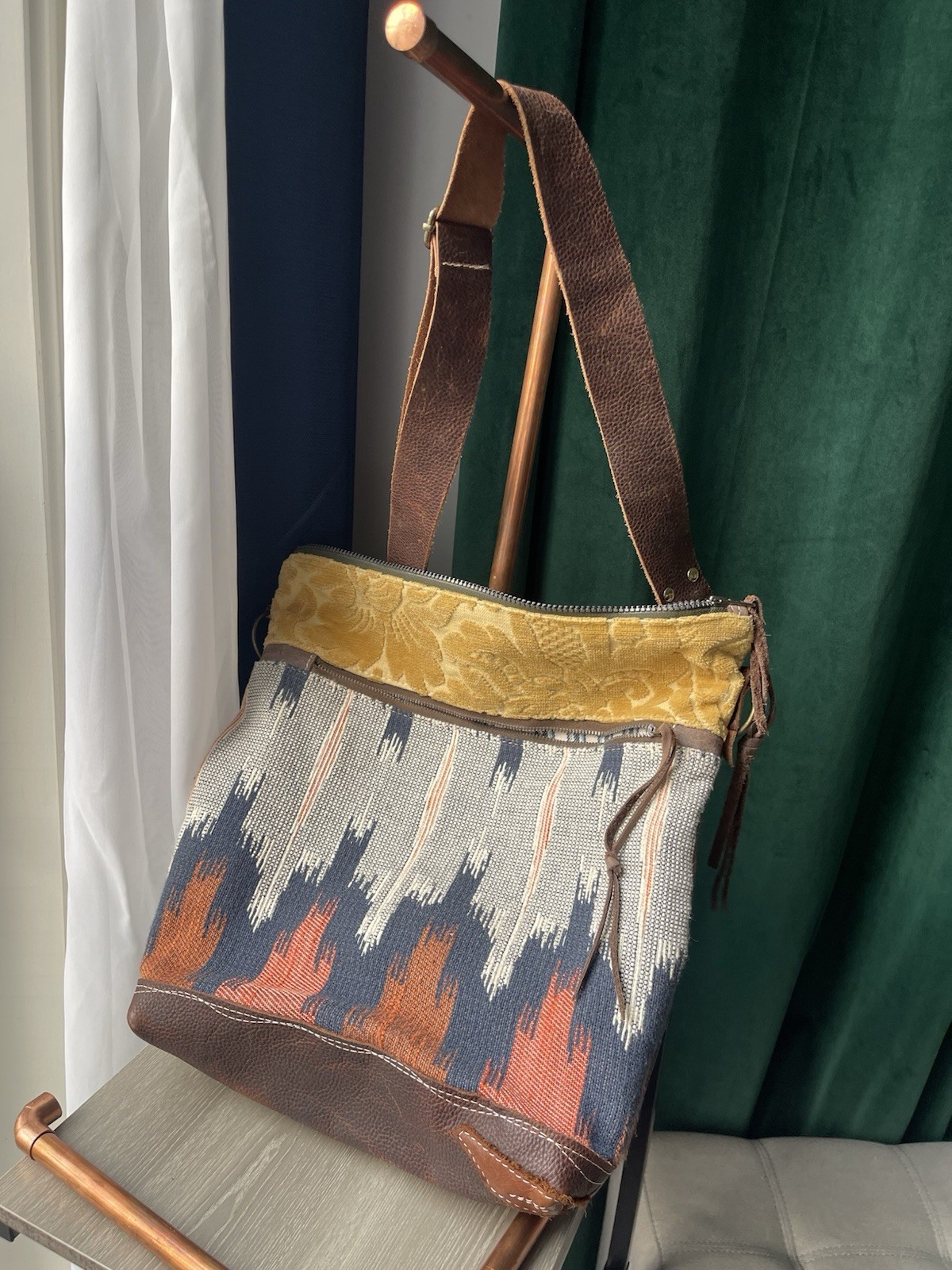 Mitzi’s Pretties Boho Crossbody Bag with Leather Strap and Pendleton Wool